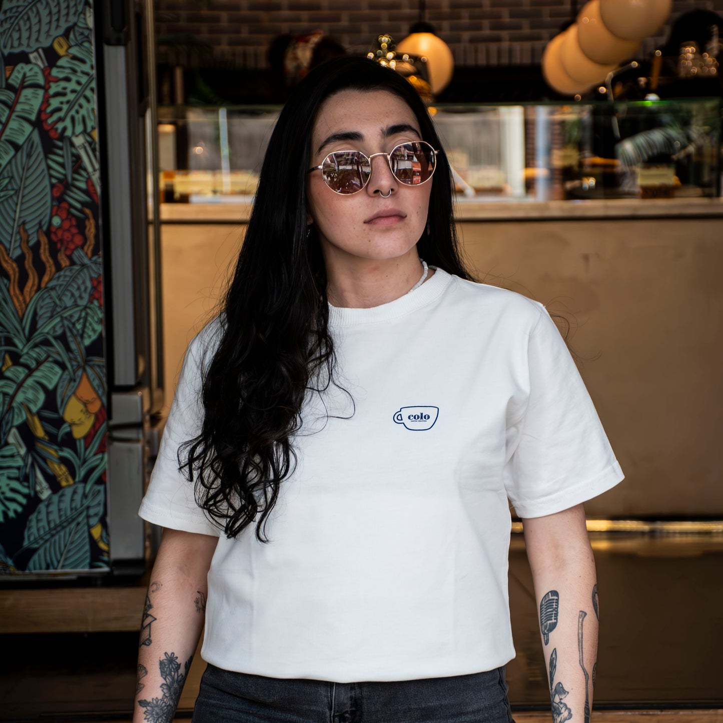 COLO WHITE “CUP AND PLANT” T-SHIRT